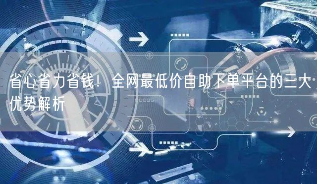 省心省力省钱!全网最低价自助下单平台的三大优势解析